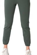 Spodnie damskie dresowe joggery z gumką w pasie oliwkowe LA102