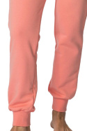 Spodnie damskie joggery dresowe ze ściągaczami bawełniane koralowe LA112