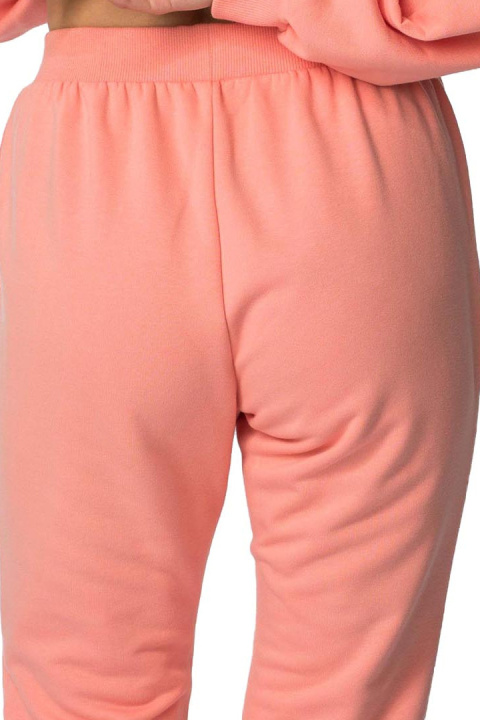 Spodnie damskie joggery dresowe ze ściągaczami bawełniane koralowe LA112 Spodnie damskie joggery dresowe ze ściągaczami bawełniane koralowe LA112