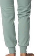 Spodnie damskie joggery dresowe ze ściągaczami bawełniane miętowe LA112