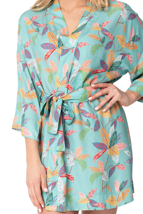 Szlafrok damski krótki kimono z wiskozy z nadrukiem m3 LA106 Szlafrok damski krótki kimono z wiskozy z nadrukiem m3 LA106
