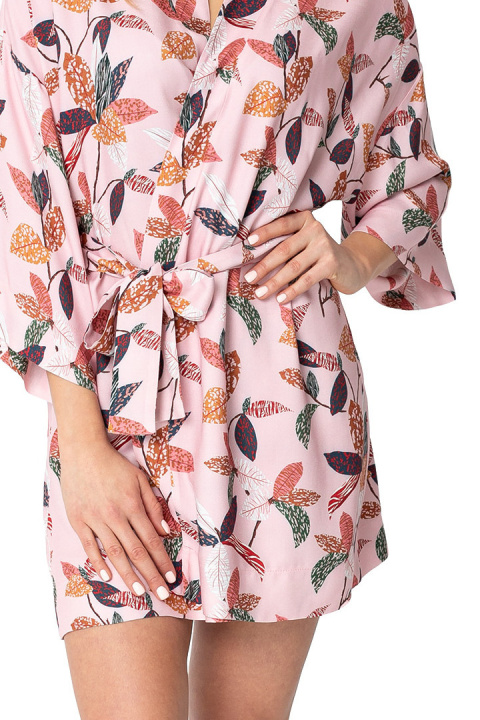 Szlafrok damski krótki kimono z wiskozy z nadrukiem m1 LA106 Szlafrok damski krótki kimono z wiskozy z nadrukiem m1 LA106