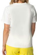 T-shirt damski koszulka z krótkim rękawem bawełniana ecru LA109