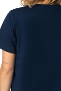 T-shirt damski koszulka z krótkim rękawem bawełniana granatowy LA109