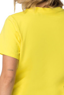 T-shirt damski koszulka z krótkim rękawem bawełniana żółty LA109