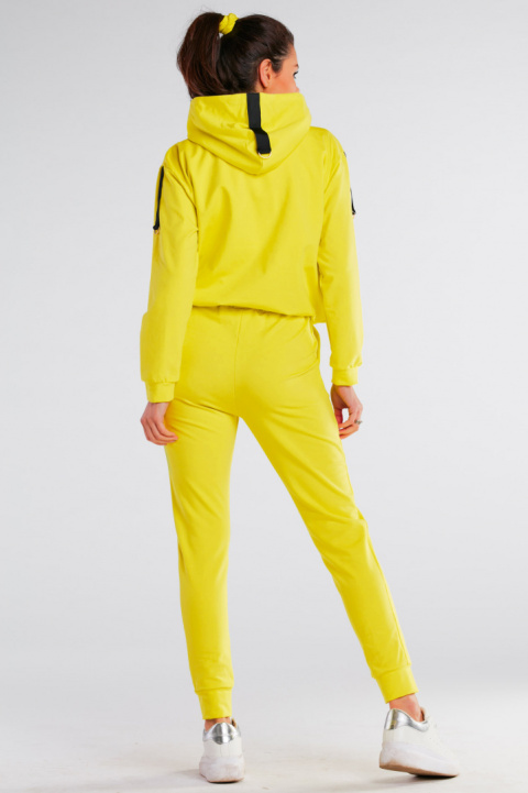Bluza damska dresowa kangurka z kapturem bawełniana limonkowa M248 Bluza damska dresowa kangurka z kapturem bawełniana limonkowa M248