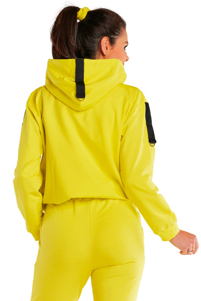 Bluza damska dresowa kangurka z kapturem bawełniana limonkowa M248 Bluza damska dresowa kangurka z kapturem bawełniana limonkowa M248