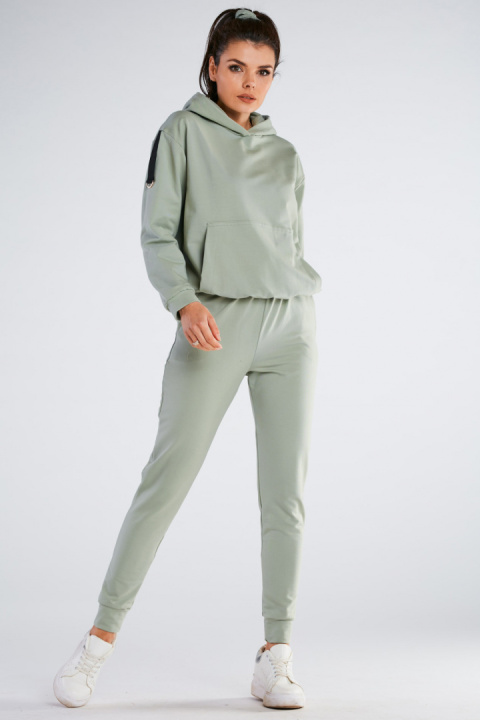Bluza damska dresowa kangurka z kapturem bawełniana miętowa M248 Bluza damska dresowa kangurka z kapturem bawełniana miętowa M248