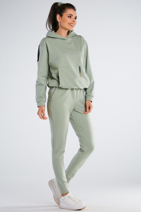 Bluza damska dresowa kangurka z kapturem bawełniana miętowa M248 Bluza damska dresowa kangurka z kapturem bawełniana miętowa M248