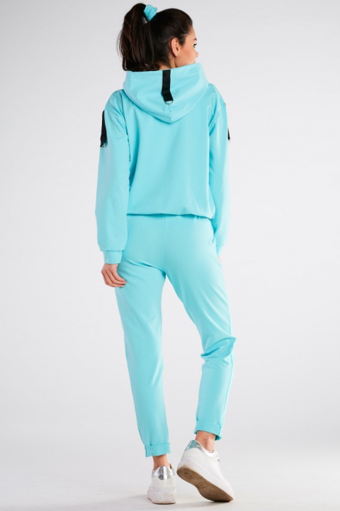 Bluza damska dresowa kangurka z kapturem bawełniana niebieska M248 Bluza damska dresowa kangurka z kapturem bawełniana niebieska M248