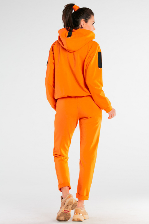 Bluza damska dresowa kangurka z kapturem bawełniana pomarańczowa M248 Bluza damska dresowa kangurka z kapturem bawełniana pomarańczowa M248