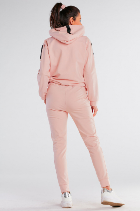 Bluza damska dresowa kangurka z kapturem bawełniana pudrowy róż M248 Bluza damska dresowa kangurka z kapturem bawełniana pudrowy róż M248