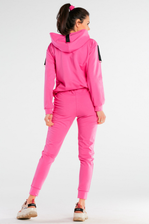 Bluza damska dresowa kangurka z kapturem bawełniana różowa M248 Bluza damska dresowa kangurka z kapturem bawełniana różowa M248