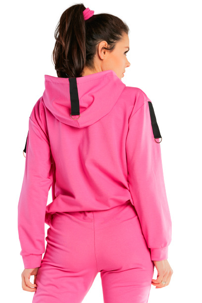 Bluza damska dresowa kangurka z kapturem bawełniana różowa M248 Bluza damska dresowa kangurka z kapturem bawełniana różowa M248