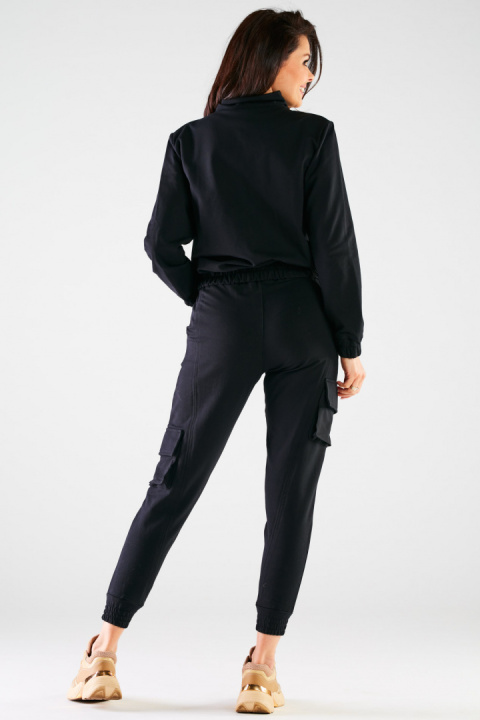 Bluza damska dresowa rozpinana bawełniana z kieszeniami czarna M246 Bluza damska dresowa rozpinana bawełniana z kieszeniami czarna M246