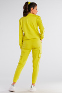 Bluza damska dresowa rozpinana bawełniana z kieszeniami limonkowa M246