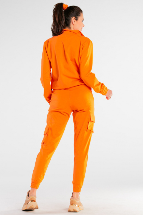 Bluza damska dresowa rozpinana bawełniana z kieszeniami pomarańczowa M246 Bluza damska dresowa rozpinana bawełniana z kieszeniami pomarańczowa M246