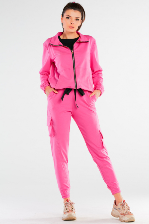 Bluza damska dresowa rozpinana bawełniana z kieszeniami różowa M246 Bluza damska dresowa rozpinana bawełniana z kieszeniami różowa M246