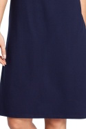 Sukienka midi z wiskozy z falbankami i krótkim rękawem granatowa S, M B035