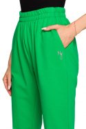 Spodnie damskie dresowe joggery dzianinowe z gumką zielone me692