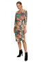 Sukienka midi z nadrukiem dekolt V ołówkowa spódnica m3 me705