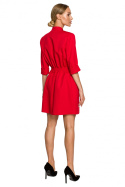 Elegancka sukienka żakietowa mini z gumką zapinana czerwona me699