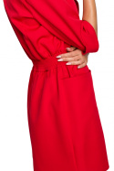 Elegancka sukienka żakietowa mini z gumką zapinana czerwona me699