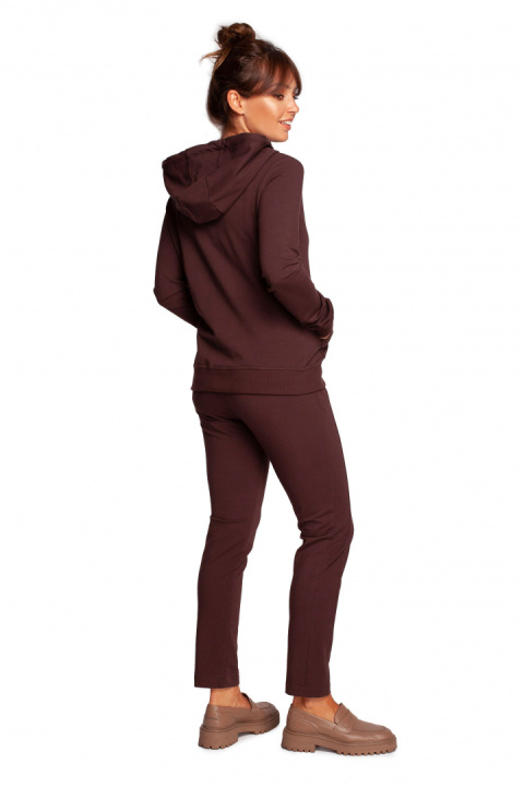 Bluza damska dresowa rozpinana z kapturem dzianinowa brązowa B237 Bluza damska dresowa rozpinana z kapturem dzianinowa brązowa B237
