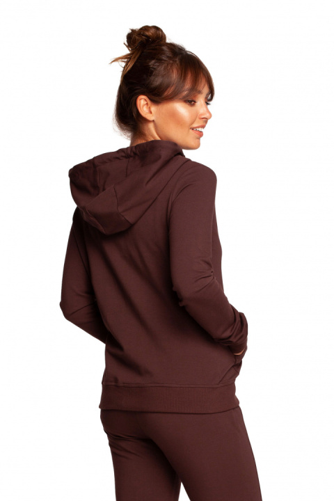 Bluza damska dresowa rozpinana z kapturem dzianinowa brązowa B237 Bluza damska dresowa rozpinana z kapturem dzianinowa brązowa B237