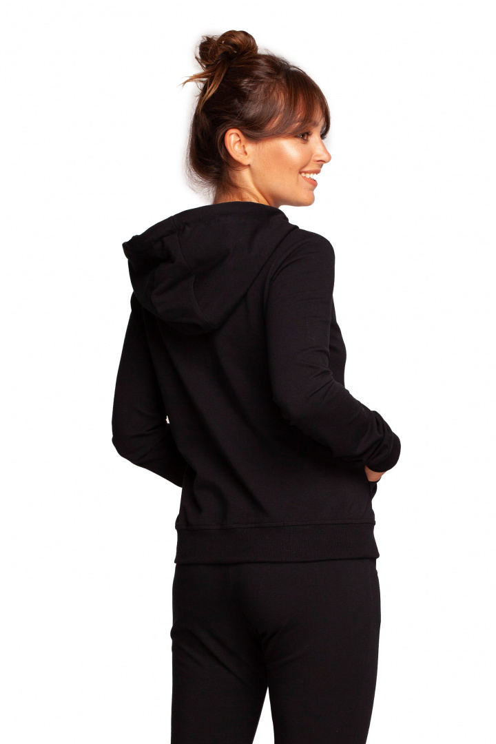 Bluza damska dresowa rozpinana z kapturem dzianinowa czarna B237 Bluza damska dresowa rozpinana z kapturem dzianinowa czarna B237