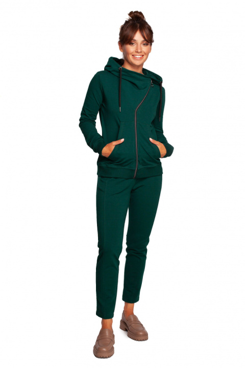 Bluza damska dresowa rozpinana z kapturem dzianinowa ciemno zielona B237 Bluza damska dresowa rozpinana z kapturem dzianinowa ciemno zielona B237