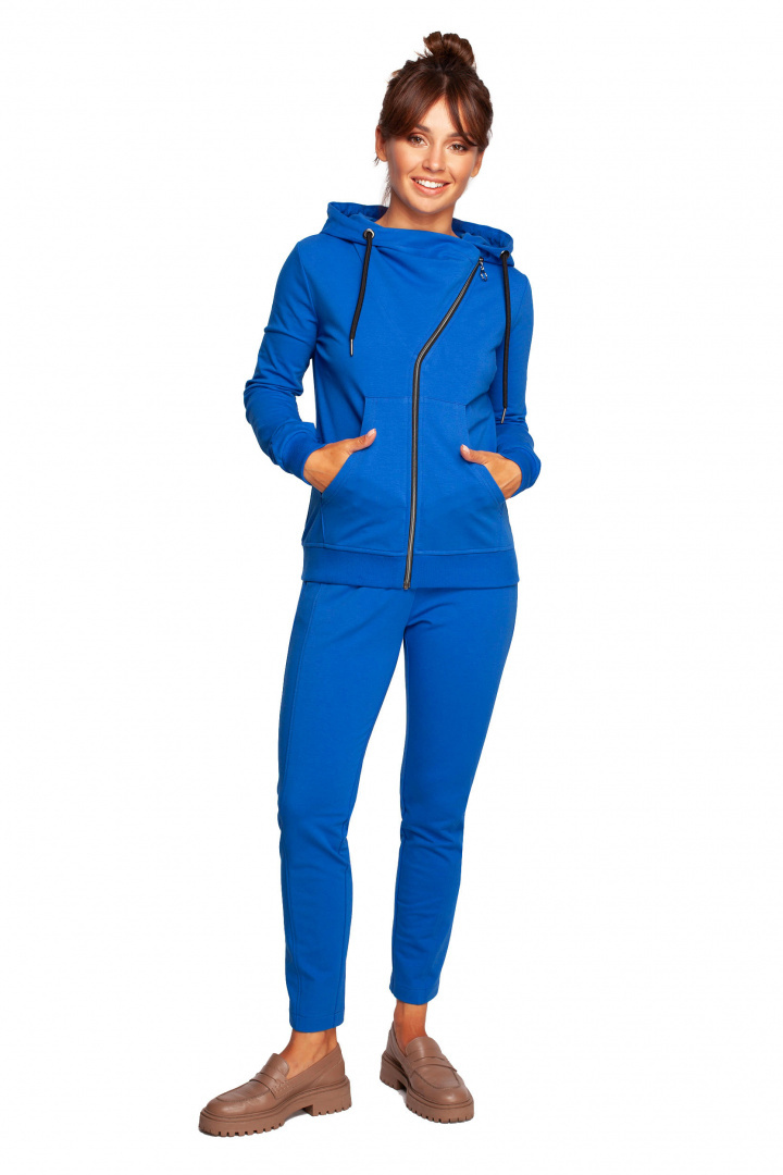 Bluza damska dresowa rozpinana z kapturem dzianinowa chabrowa B237 Bluza damska dresowa rozpinana z kapturem dzianinowa chabrowa B237
