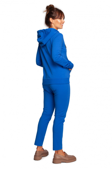 Bluza damska dresowa rozpinana z kapturem dzianinowa chabrowa B237 Bluza damska dresowa rozpinana z kapturem dzianinowa chabrowa B237