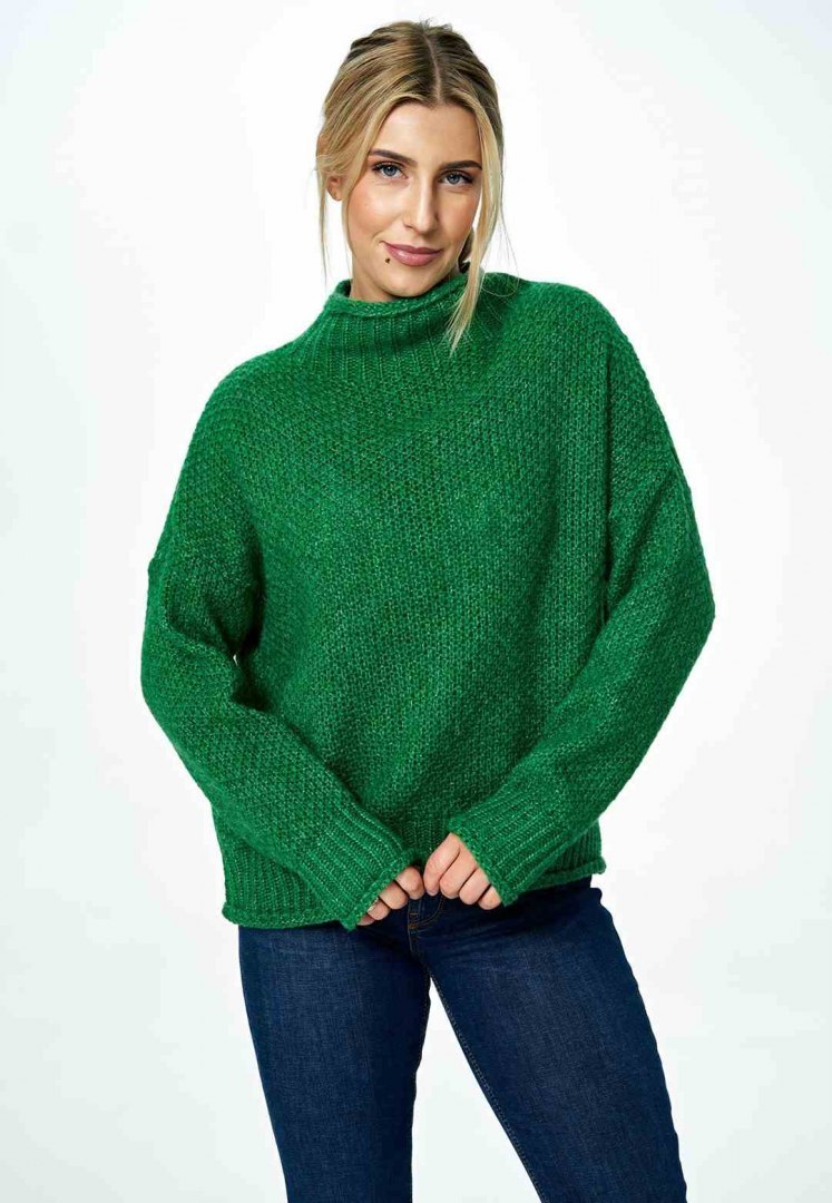 Sweter damski długi bez zapięcia z kimonowym rekawem zielony M886 Sweter damski długi bez zapięcia z kimonowym rekawem zielony M886