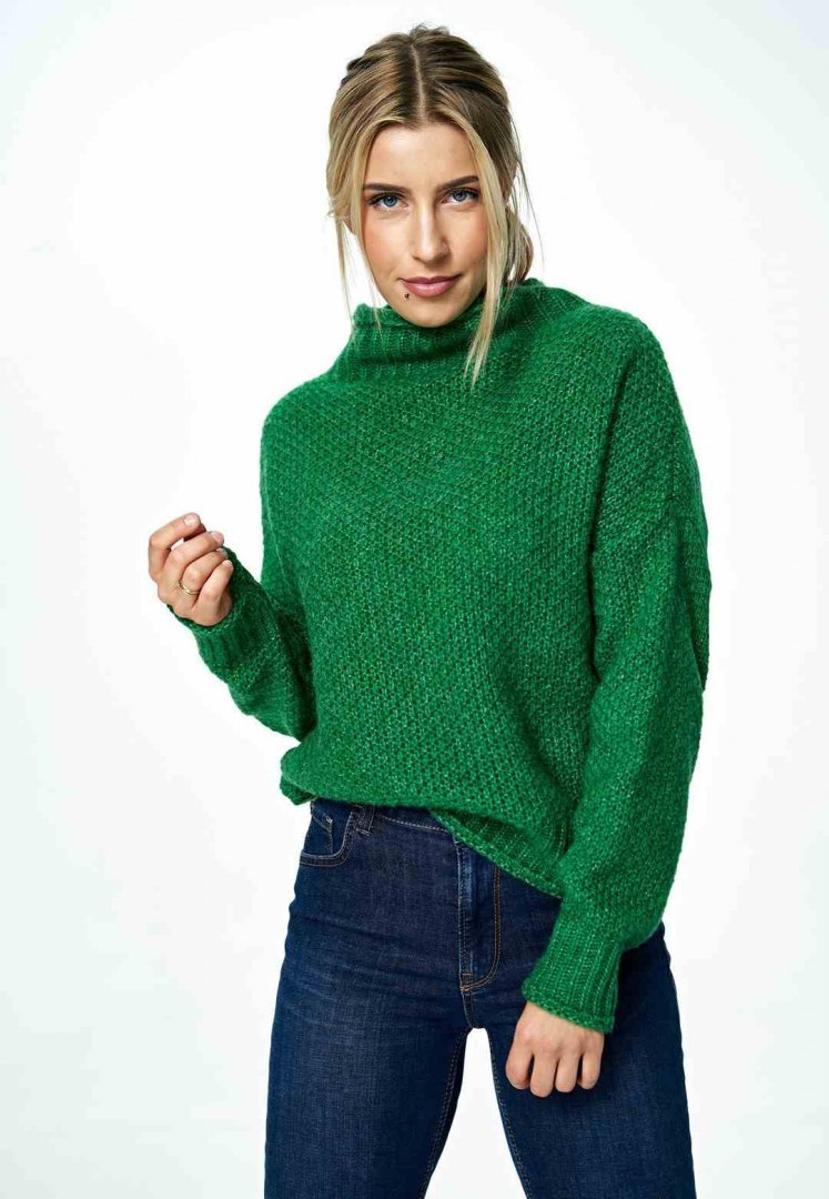 Sweter damski długi bez zapięcia z kimonowym rekawem zielony M886 Sweter damski długi bez zapięcia z kimonowym rekawem zielony M886