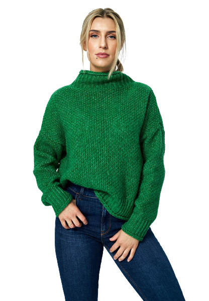 Sweter damski długi bez zapięcia z kimonowym rekawem zielony M886 Sweter damski długi bez zapięcia z kimonowym rekawem zielony M886
