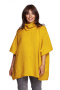 Sweter damski ponczo oversize z golfem krótki rękaw miodowy BK084