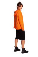 Sweter damski z kapturem długość do bioder pomarańczowy BK085