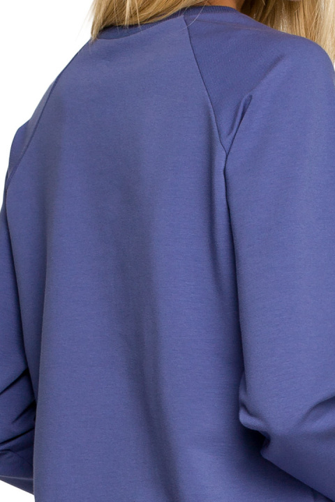 Bluza damska dresowa z haftem i ściągaczem dzianinowa indygo me693 Bluza damska dresowa z haftem i ściągaczem dzianinowa indygo me693