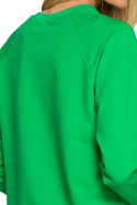 Bluza damska dresowa z haftem i ściągaczem dzianinowa zielona me693