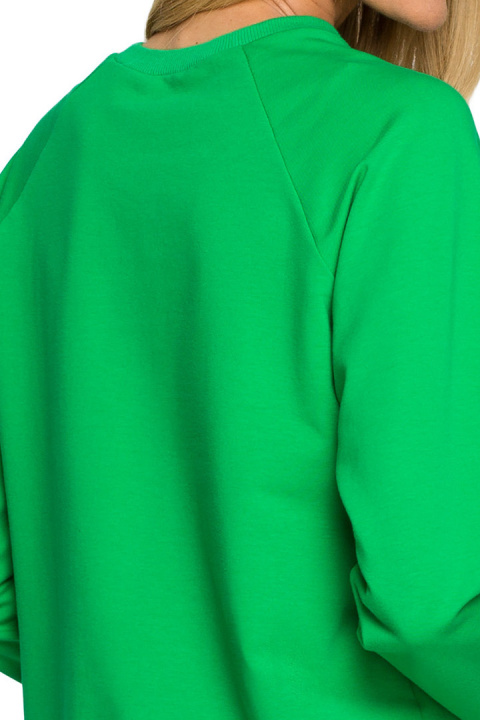 Bluza damska dresowa z haftem i ściągaczem dzianinowa zielona me693 Bluza damska dresowa z haftem i ściągaczem dzianinowa zielona me693
