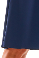 Elegancka sukienka midi rozkloszowana z krótkim rękawem L granatowa A282