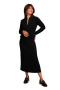 Sukienka maxi dzianinowa z długim rękawem i dekoltem V czarna B242