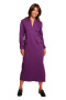 Sukienka maxi dzianinowa z długim rękawem i dekoltem V purpurowa B242