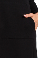 Sukienka midi dzianinowa z lampasem długi rękaw czarna me688