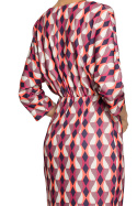 Sukienka midi z nadrukiem dekolt V ołówkowa spódnica m2 me705