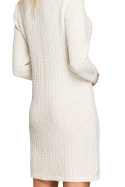 Sukienka swetrowa z długim rękawem dekolt V ciepła kość słoniowa me713