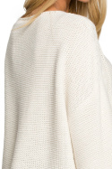 Sweter damski boho z szerokimi rękawami z frędzlami kość słoniowa me710
