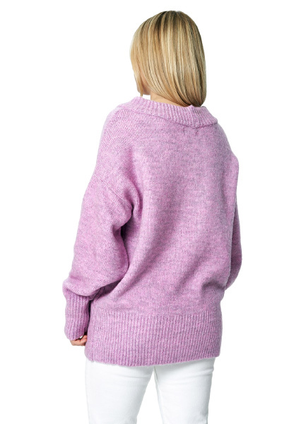Sweter damski za biodra ze ściągaczem dekolt łódka fioletowy M882 Sweter damski za biodra ze ściągaczem dekolt łódka fioletowy M882