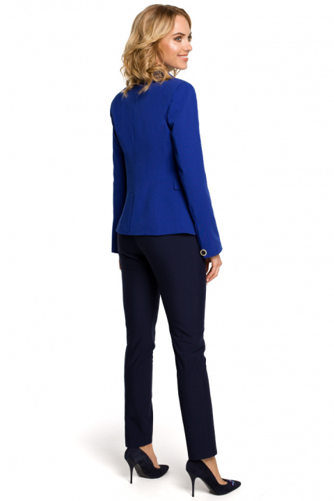 Elegancki żakiet damski taliowany gładki zapinany XL chabrowy me051 Elegancki żakiet damski taliowany gładki zapinany XL chabrowy me051